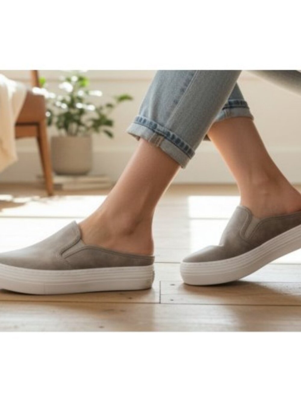 STUDIO 1886 Silver Gray Slip On Comfort Shoes Ladies Size 8